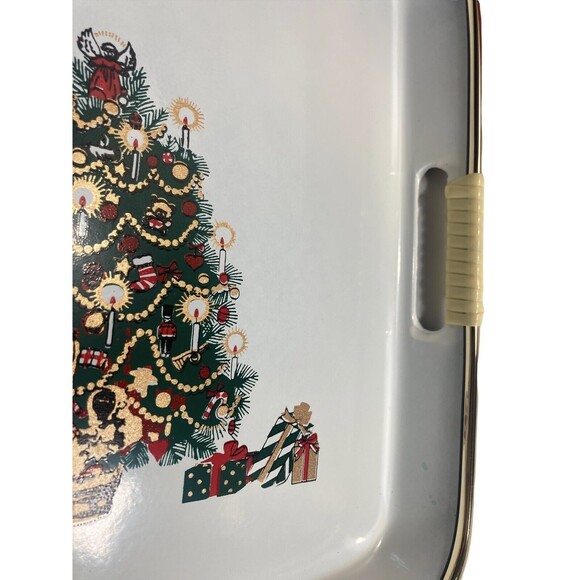 Vintage Lacquerware 3 Tray Christmas MCM Tree Angel Presents Candles Gold Japan - Picture 9 of 12